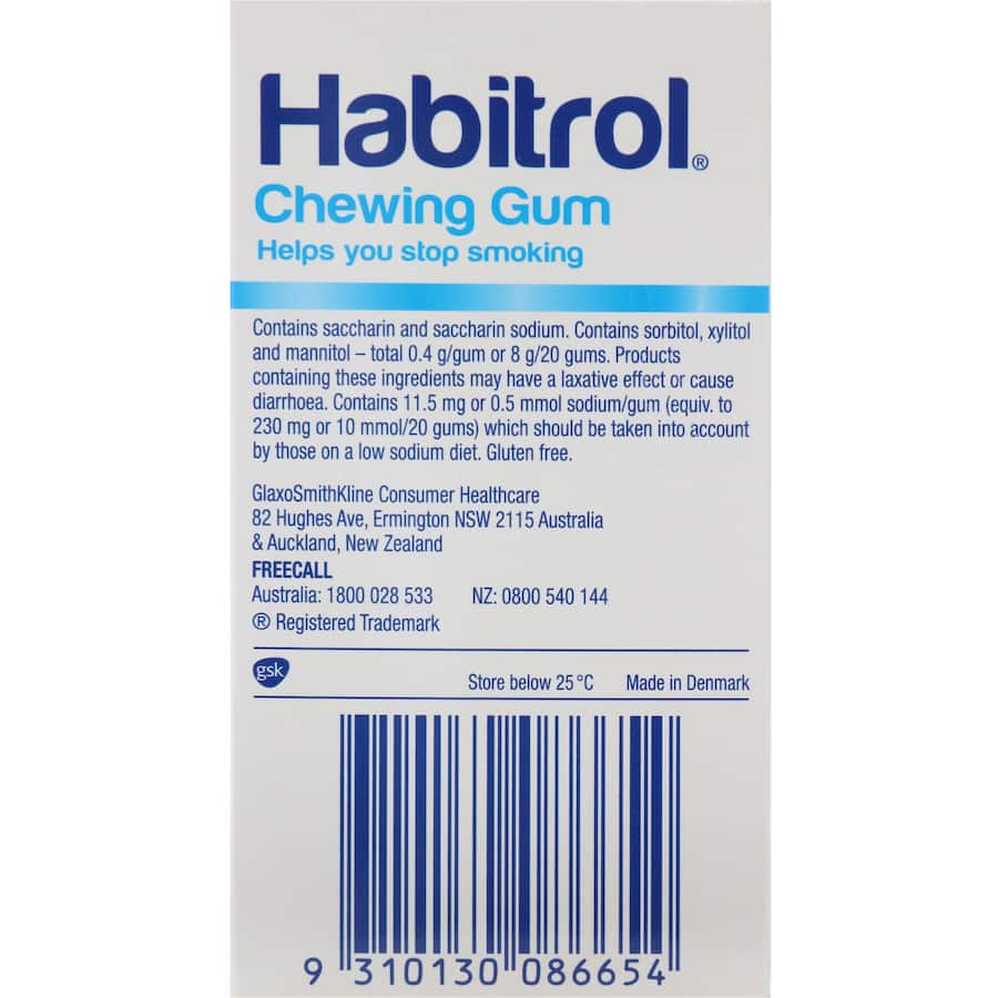 Habitrol Quit Smoking Product Mint Flavour Gum 2mg 96 peLLets
