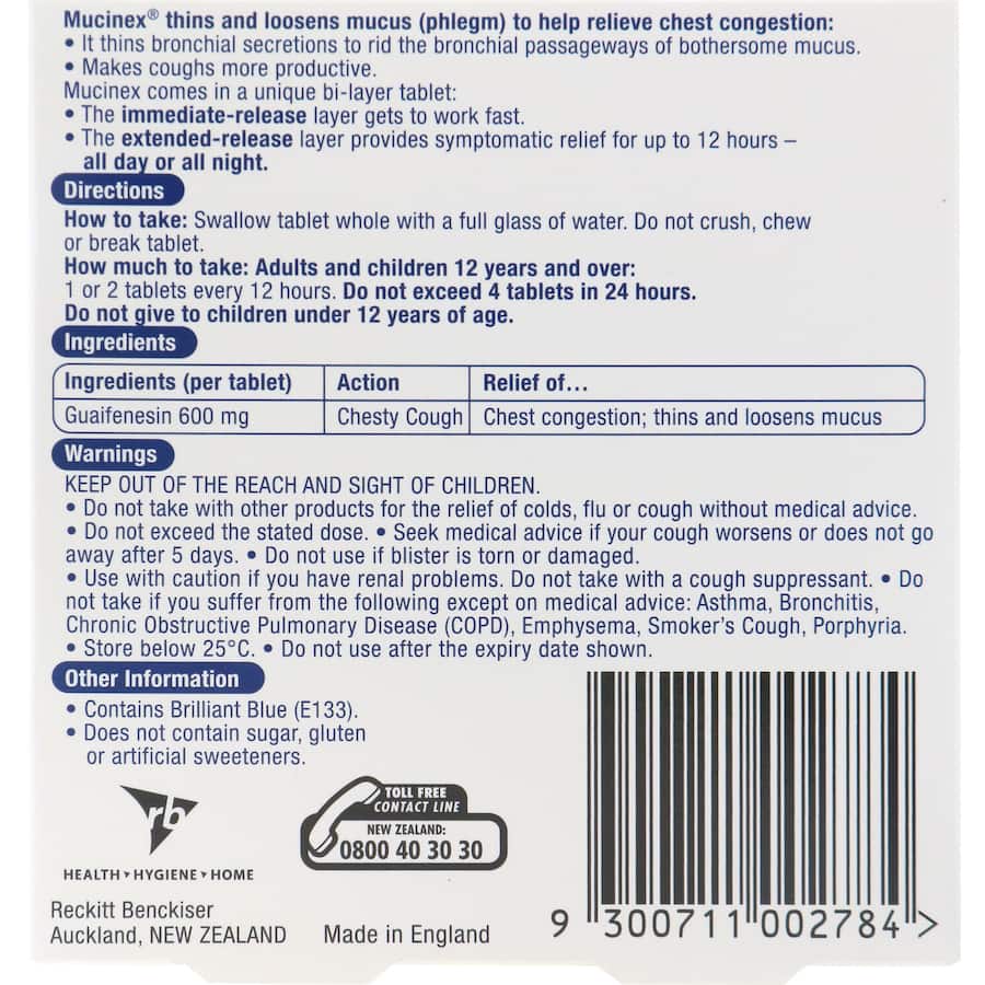 Mucinex Chesty Cough Fast Effective Tablets 20pack