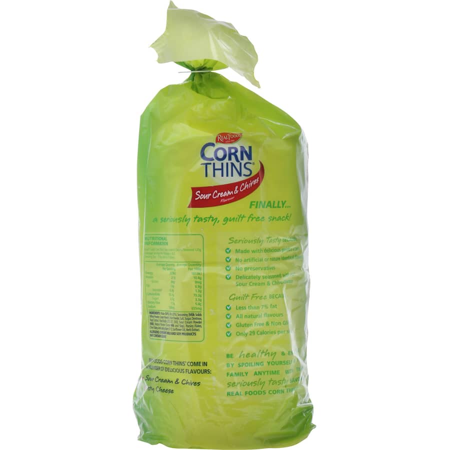 Real Foods Corn Thins Corn Cakes Sour Cream & Chives 125g