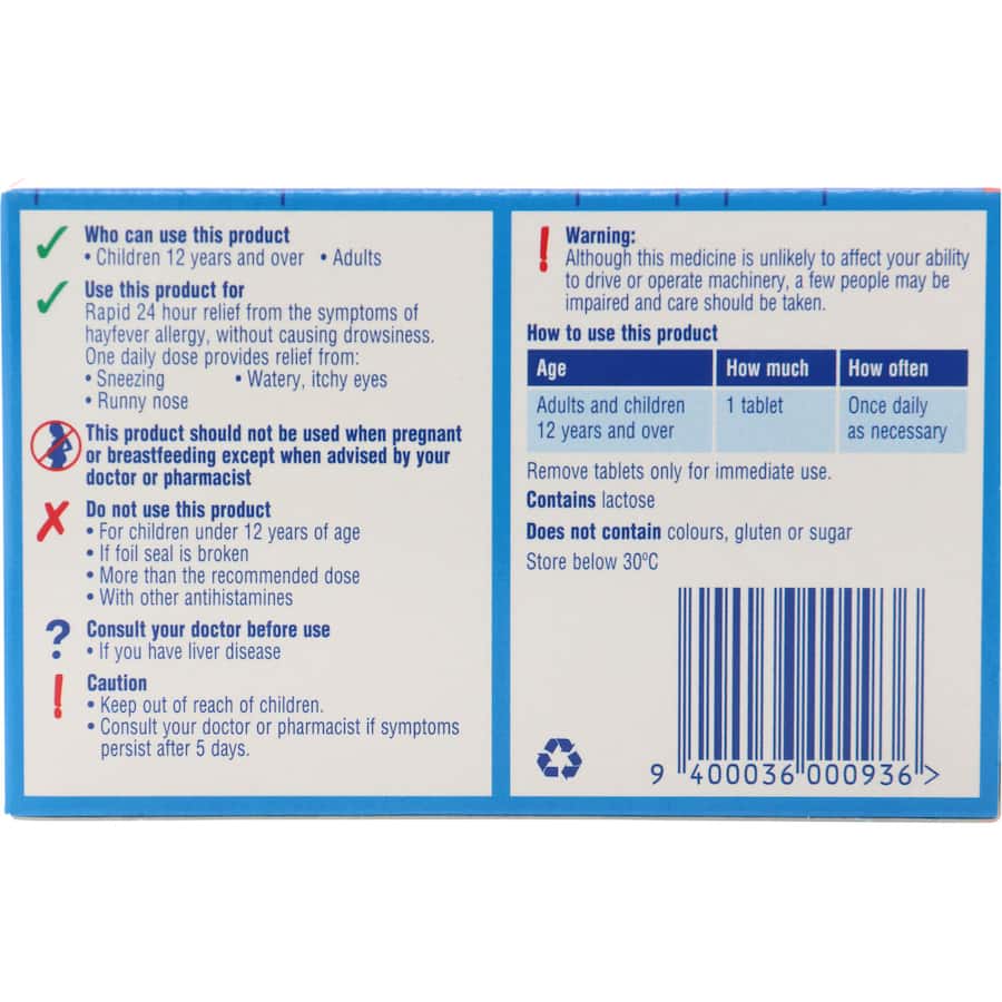 Claratyne Hayfever & Allergy Relief Antihistamine (10 Days) Pack 10pack