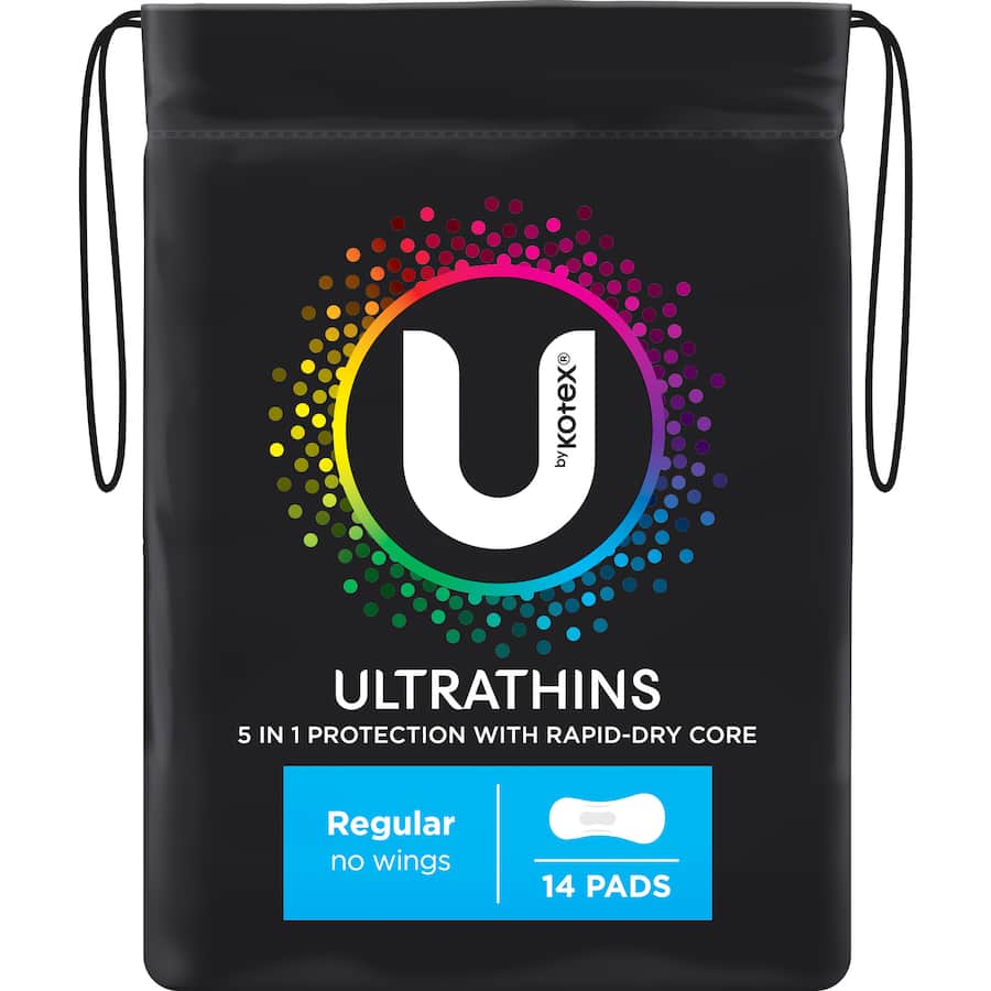U By Kotex Pads Ultrathins Regular No Wings 14pack