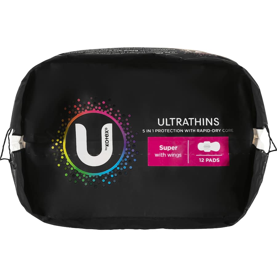 U By Kotex Pads Ultrathins Super With Wings 12pack