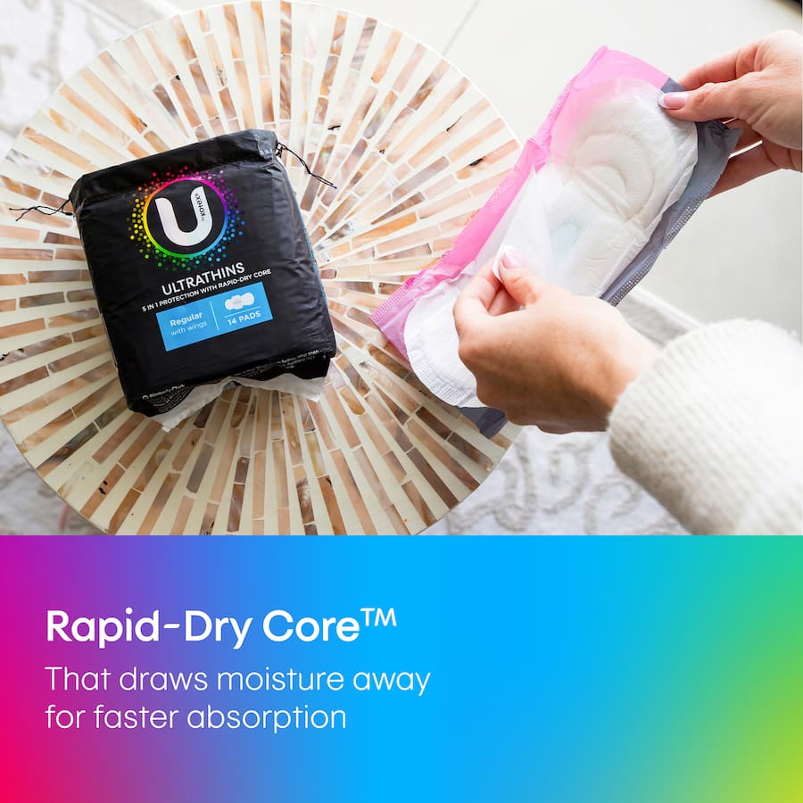 U By Kotex Pads Ultrathins Regular With Wings 14pack