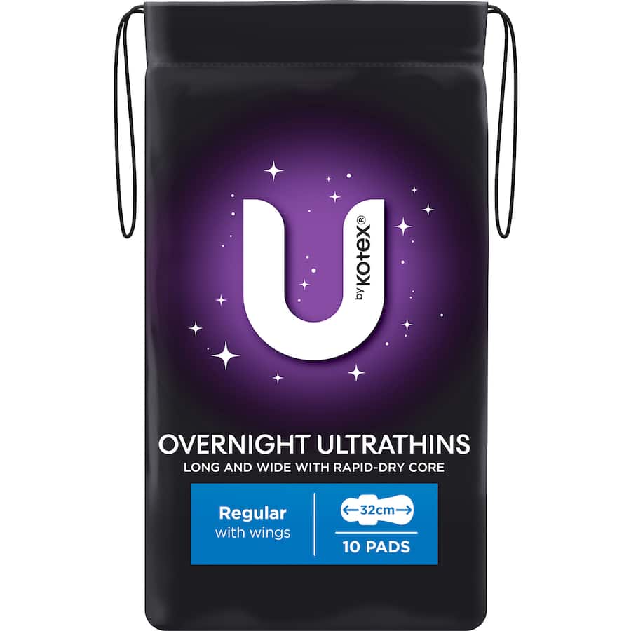 U By Kotex Ultra Thins Pads Overnight With Wings 10pack