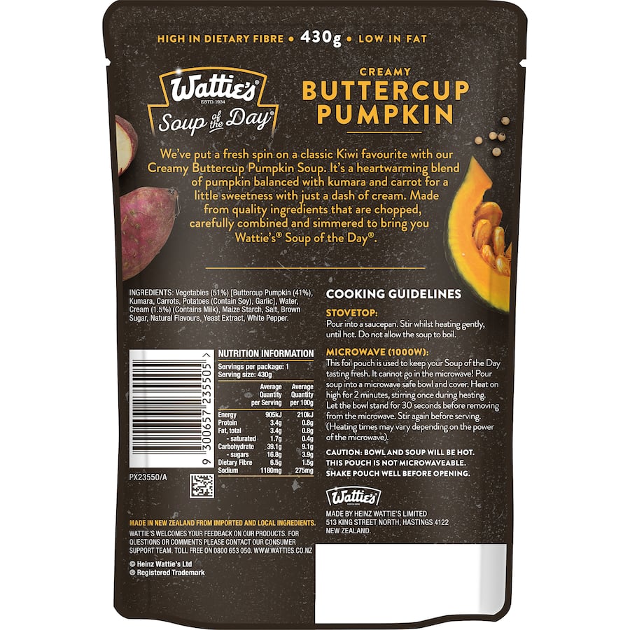 Wattie's Soup Of The Day Soup Buttercup Pumpkin Pouch 430g