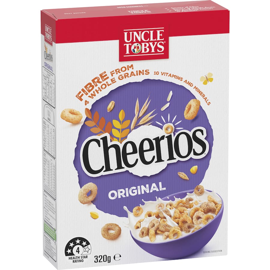 Uncle Tobys Cheerios Cereal Original Wholegrain Box 320g