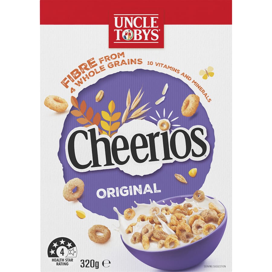Uncle Tobys Cheerios Cereal Original Wholegrain Box 320g