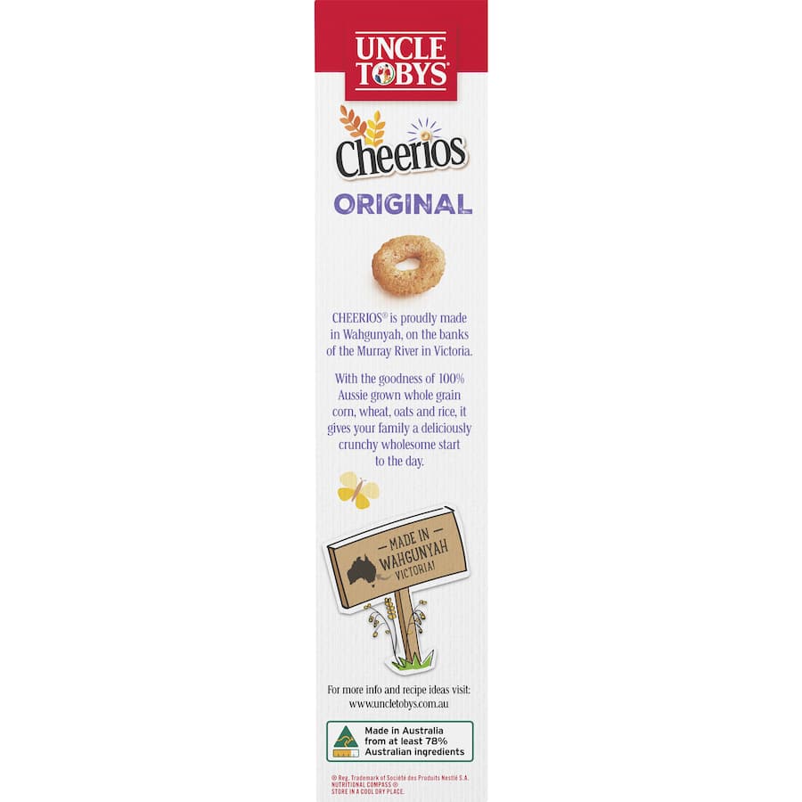 Uncle Tobys Cheerios Cereal Original Wholegrain Box 320g
