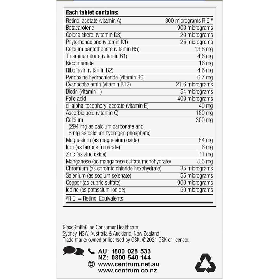 Centrum Men Daily Multivitamin Supplements Tablets 60pack