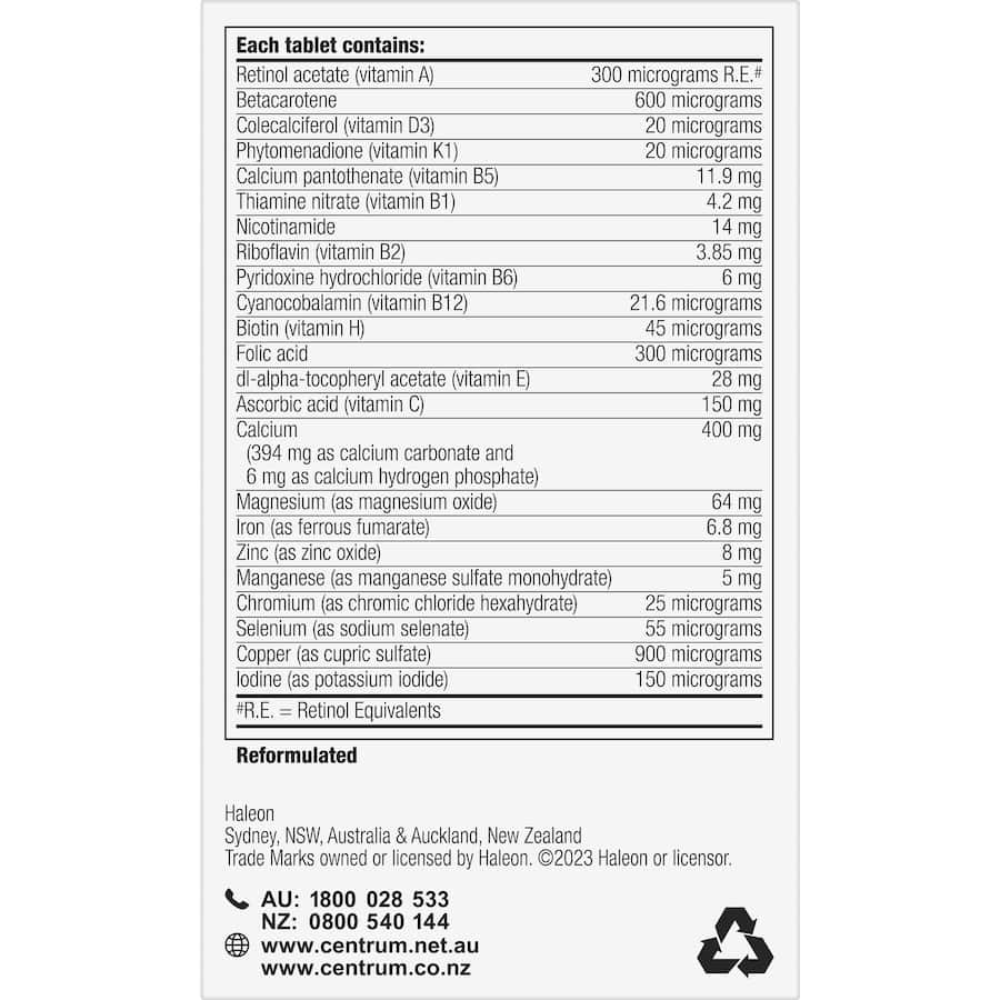 Centrum Women Daily Multivitamin Supplements Tablets 60pack