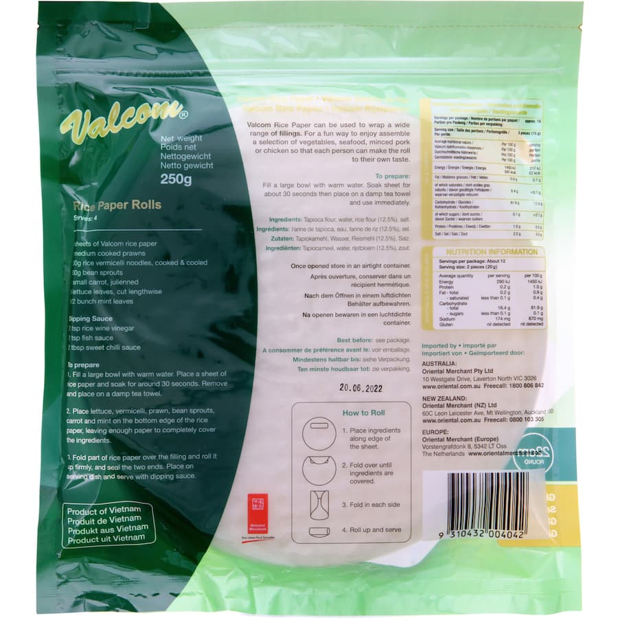 Valcom Rice Paper Resealable pack 250g