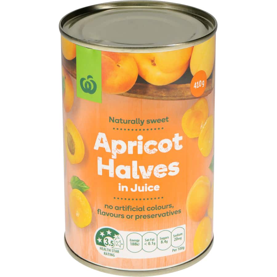 Woolworths Apricot Halves In Juice Can 410g