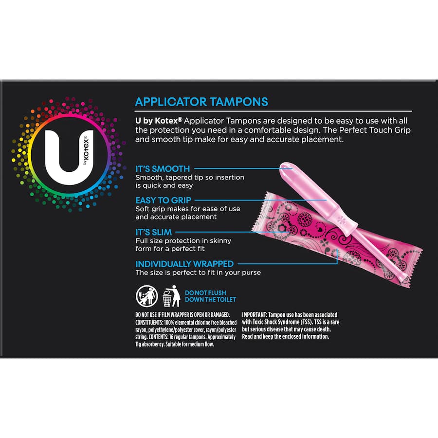 U By Kotex Tampons Regular With Applicator 16pack