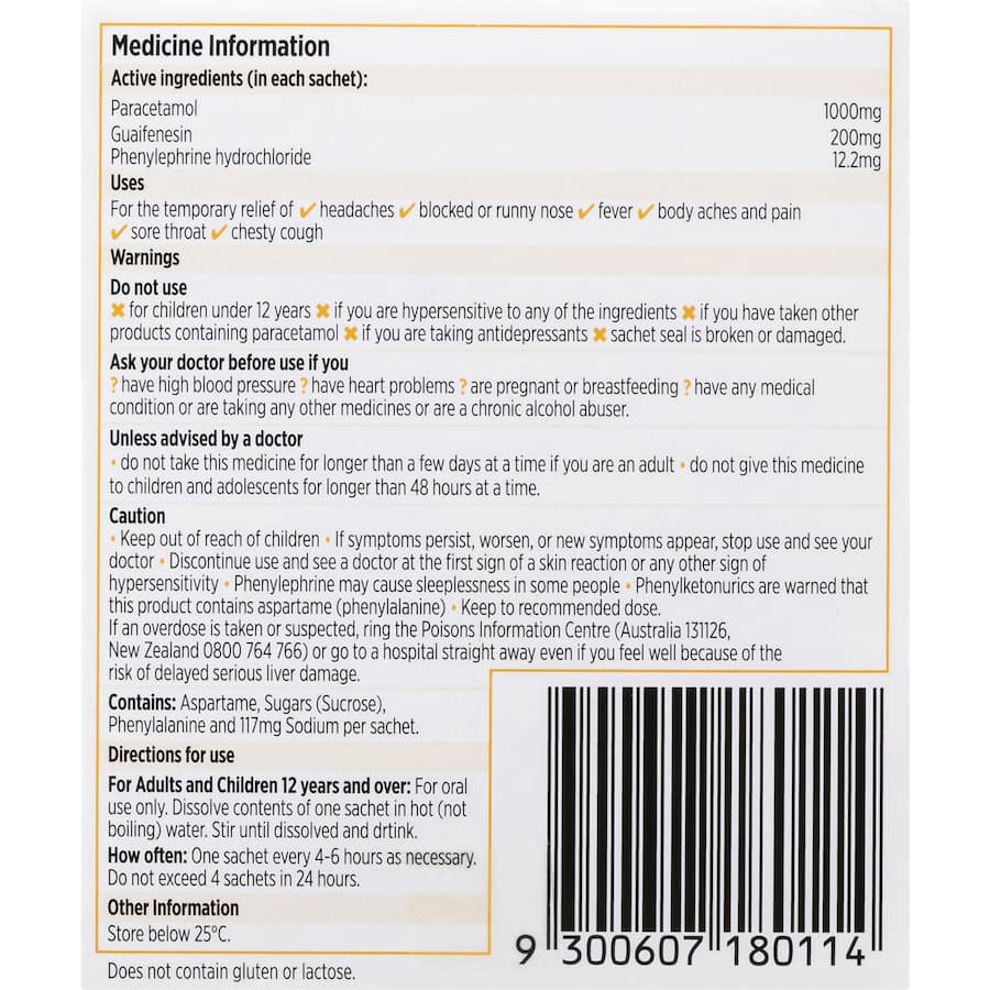 Codral Relief Cold Remedy 6 Signs Hot Drink 10pack