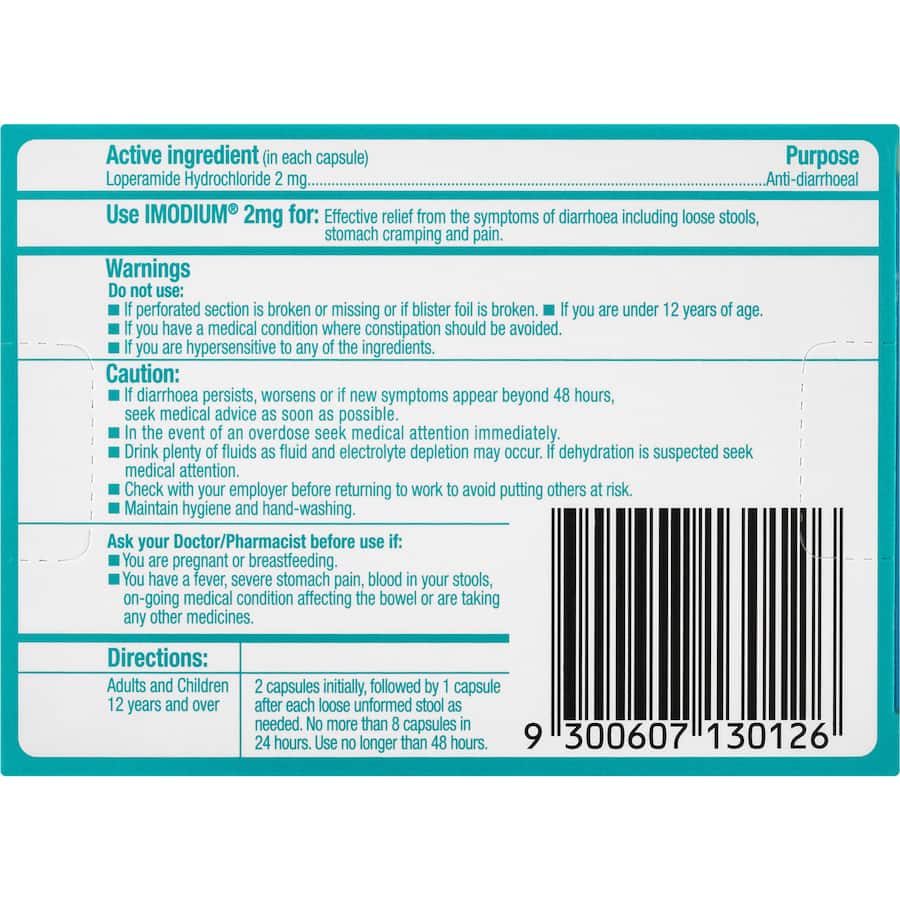 Imodium Diarrhoea Relief 2mg Capsules 8pack