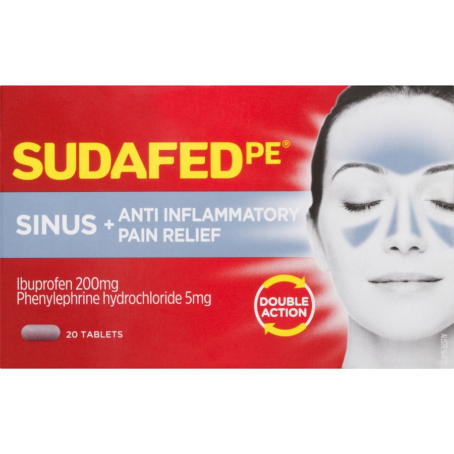 Sudafed Pe Cold, Flu & Sinus Remedy Anti-inflammatory 20pack