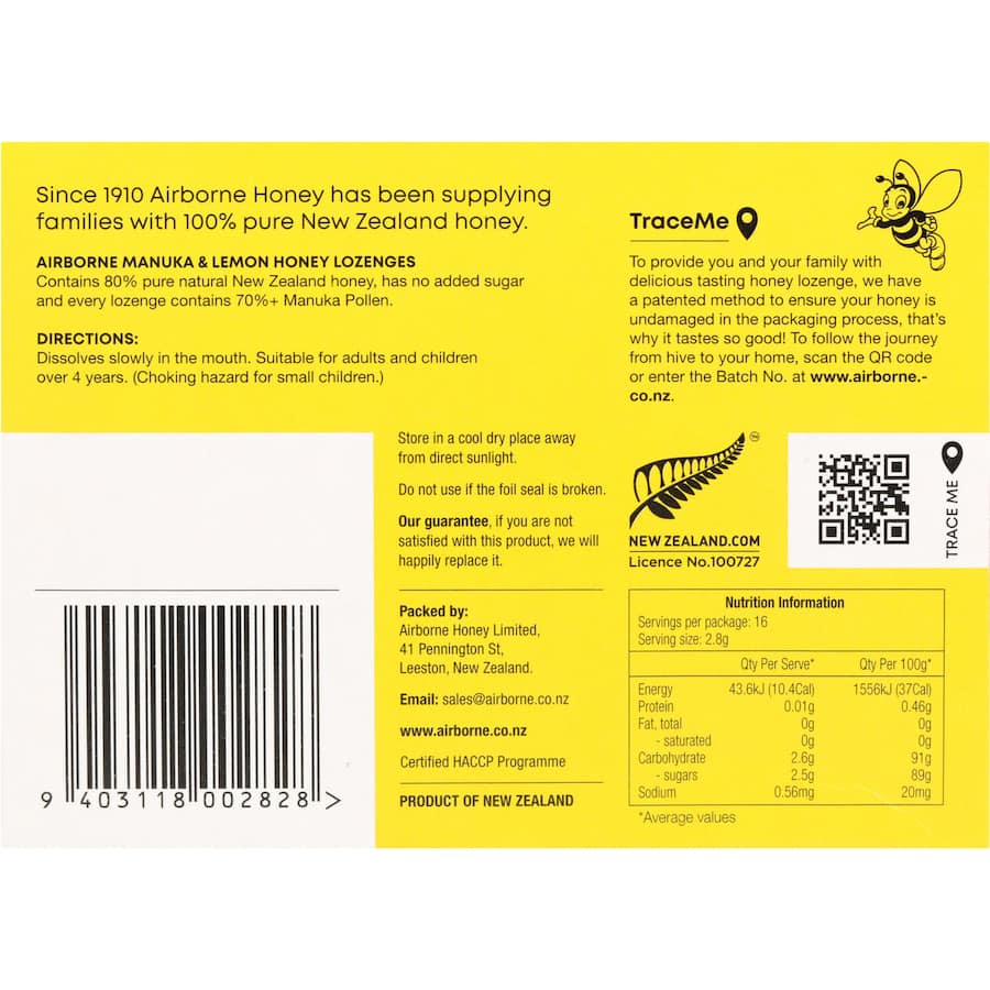Airborne Lozenges Manuka Honey & Lemon 16pack