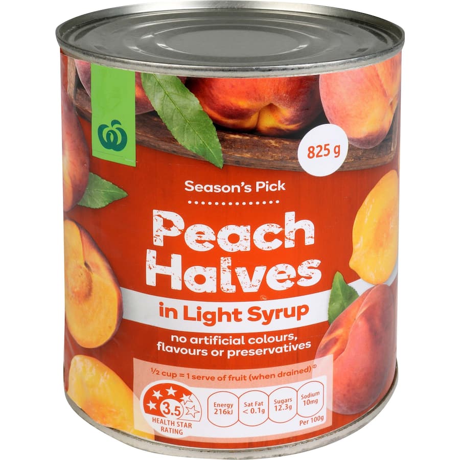 Woolworths Peaches Halves In Light Syrup Can 825g