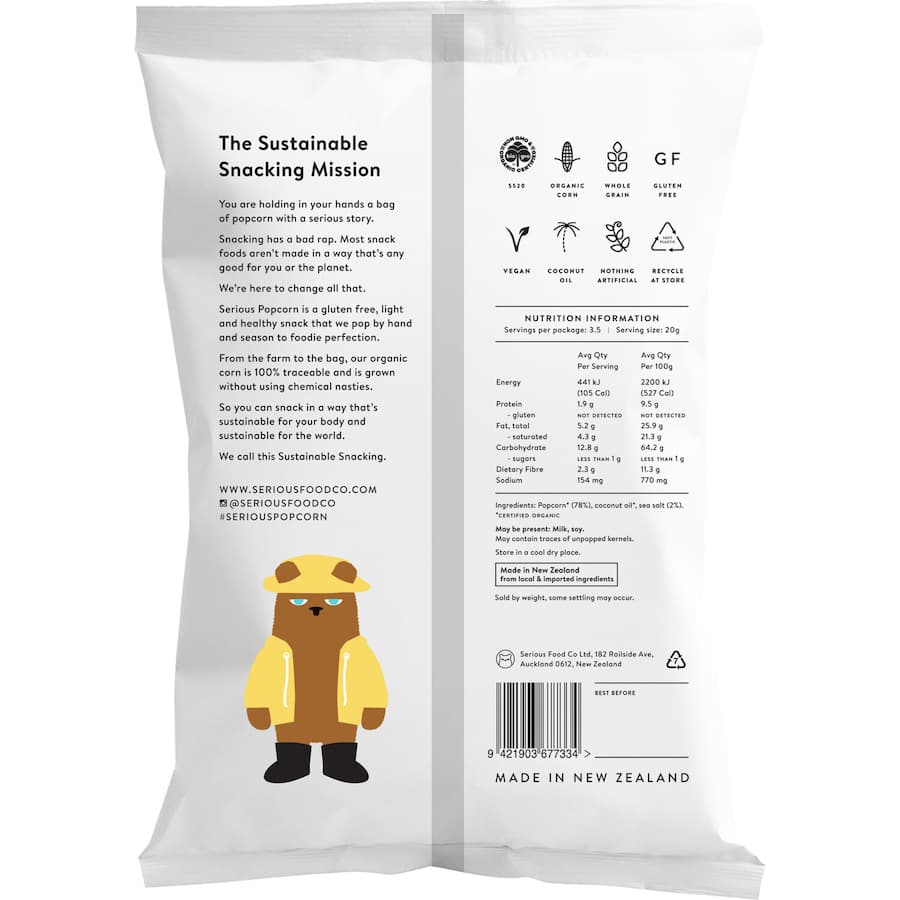 Serious Organic Popcorn Sea Salt 70g