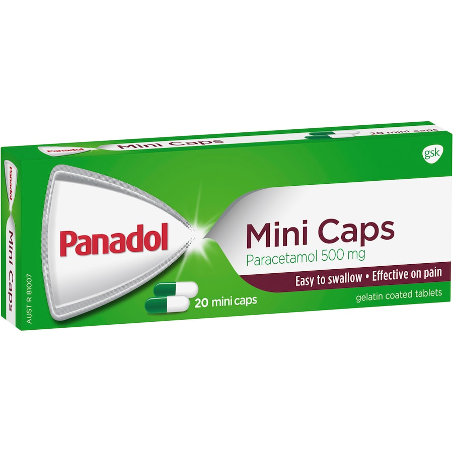 Panadol Mini Caps For Pain Relief Paracetamol 500mg 20pack