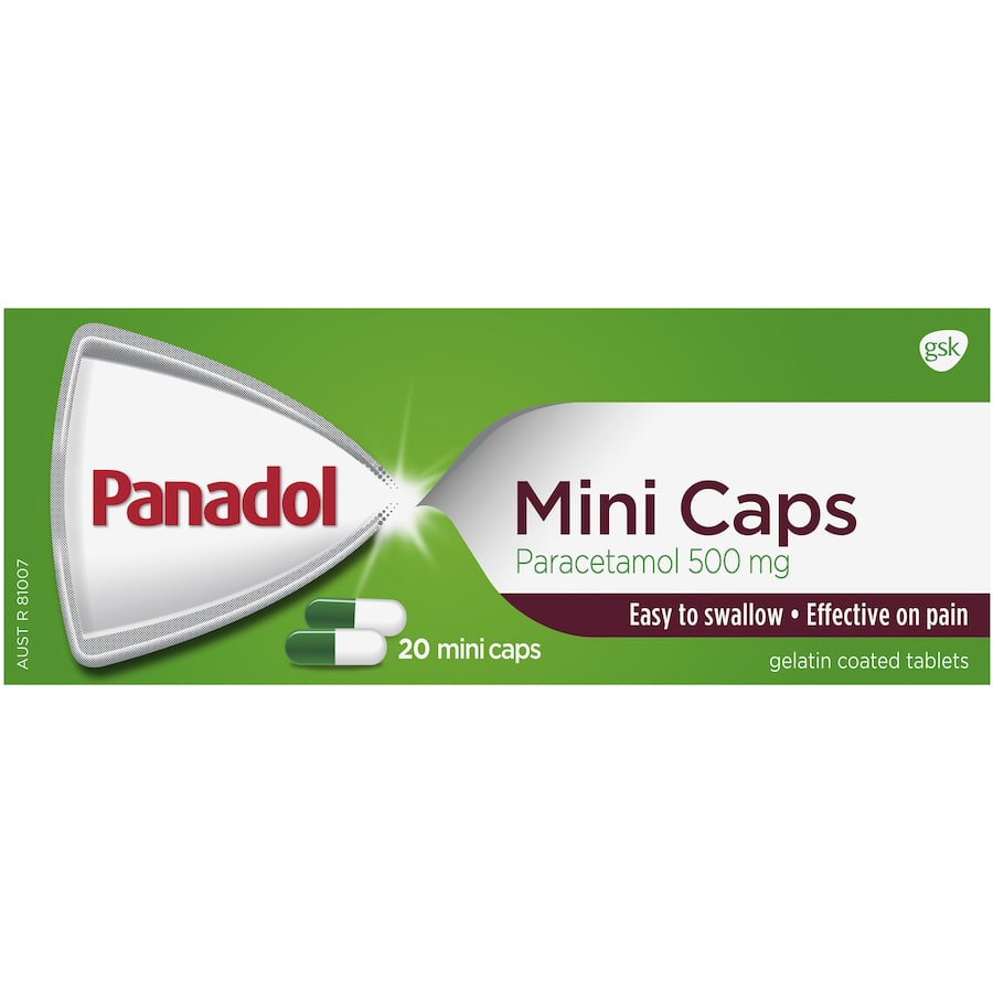Panadol Mini Caps For Pain Relief Paracetamol 500mg 20pack