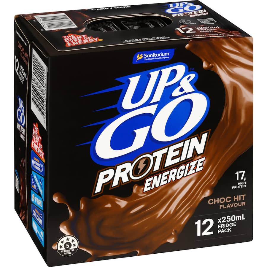 Sanitarium Up & Go Protein Liquid Breakfast Choc Hit Fridge Pack 12pk 250mL