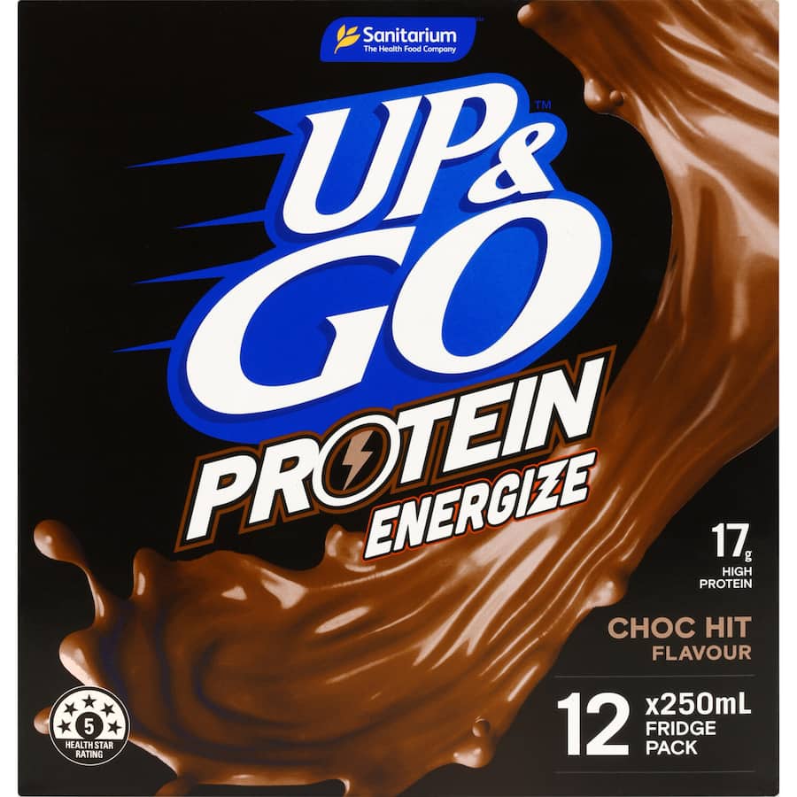 Sanitarium Up & Go Protein Liquid Breakfast Choc Hit Fridge Pack 12pk 250mL