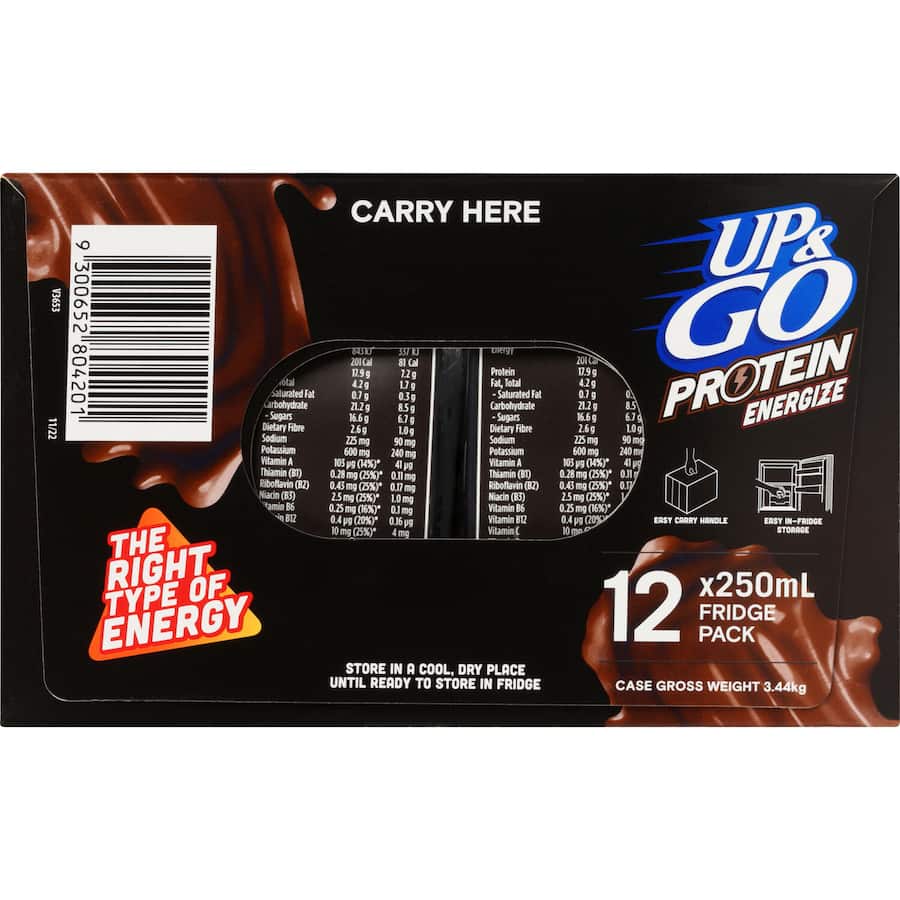 Sanitarium Up & Go Protein Liquid Breakfast Choc Hit Fridge Pack 12pk 250mL
