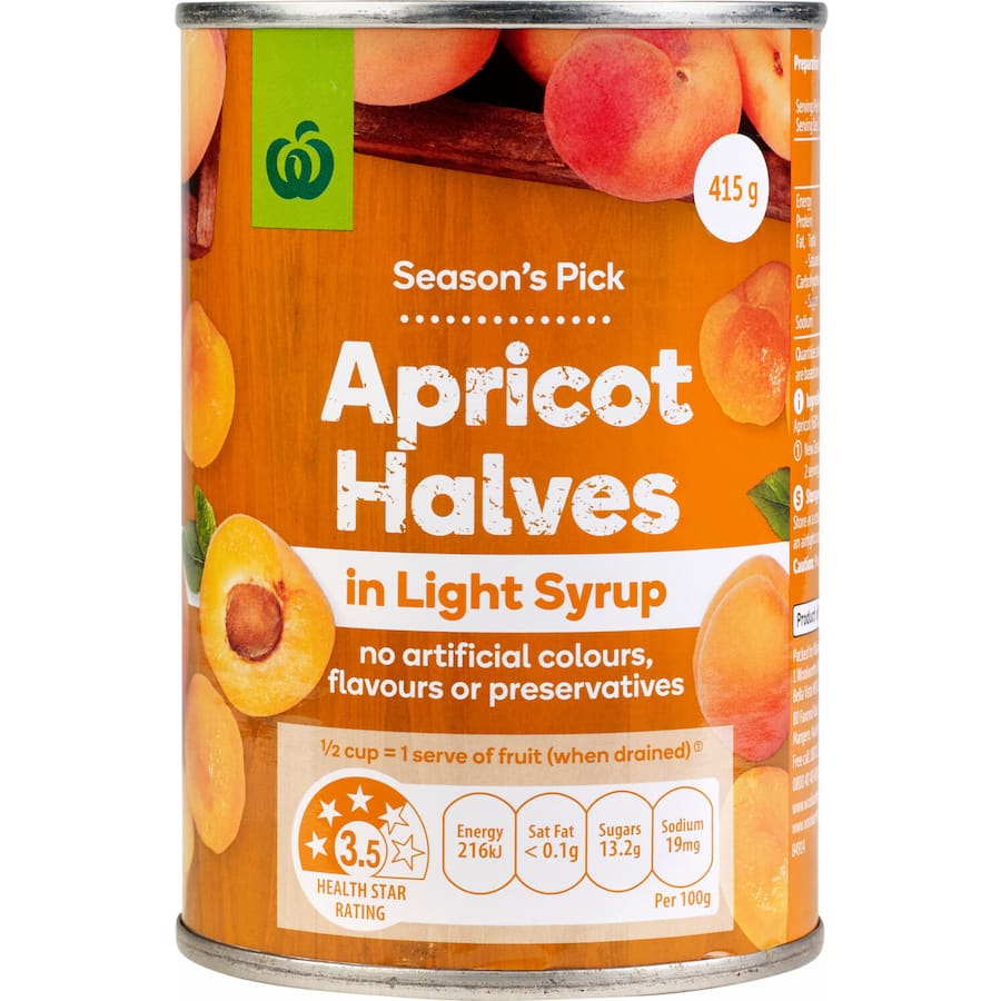Woolworths Apricots Halves In Light Syrup Can 415g