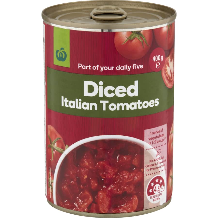 Woolworths Diced Tomatoes Italian Can 400g