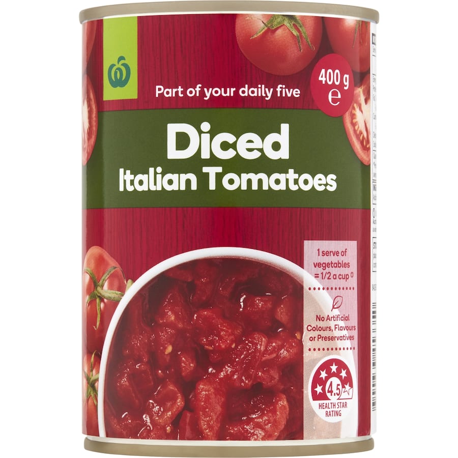 Woolworths Diced Tomatoes Italian Can 400g