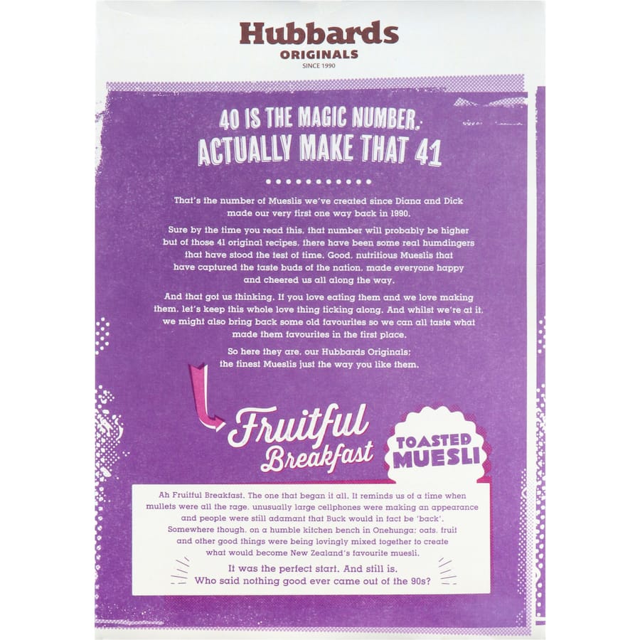 Hubbards Fruitful Breakfast Muesli Toasted Box 650g