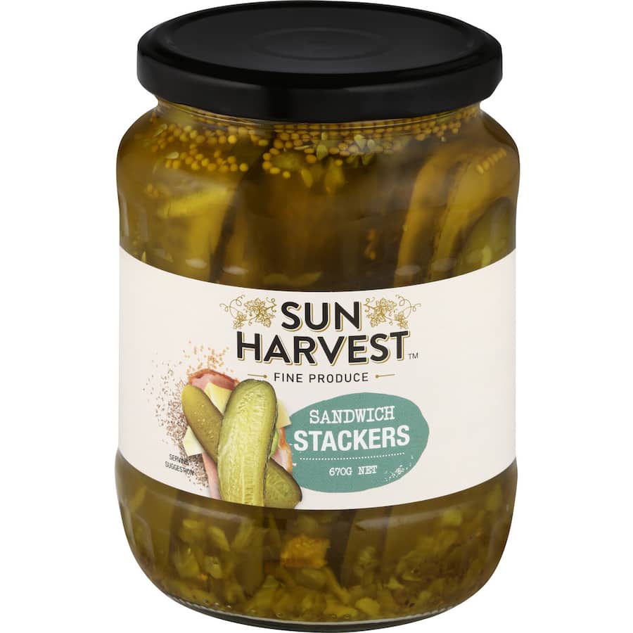 Sun Harvest Gherkins Sandwich Stackers 670g