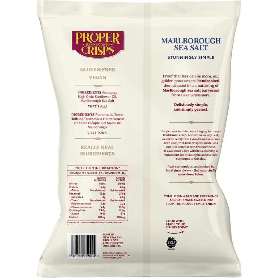 Proper Crisps Chips Marlborough Sea Salt 150g