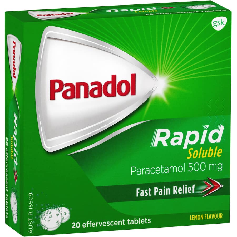 Panadol Rapid Soluble For Fast Pain Relief Paracetamol 500mg 20pack