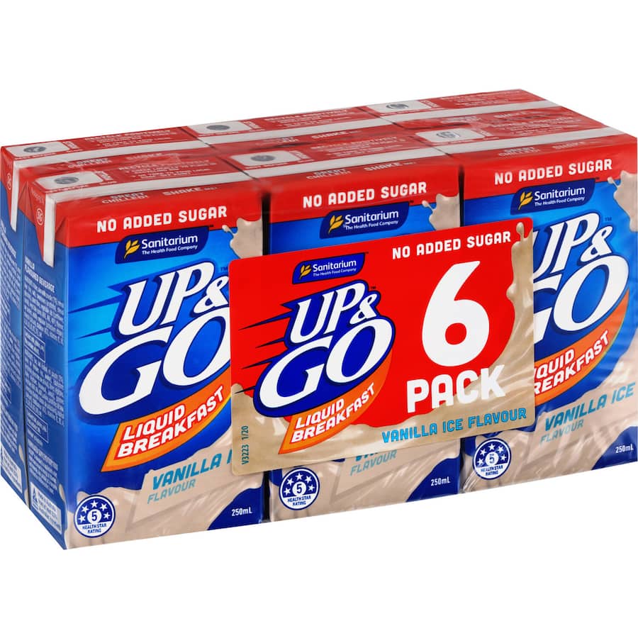 Sanitarium Up & Go Liquid Breakfast Vanilla No Added Sugar 6pk 250mL