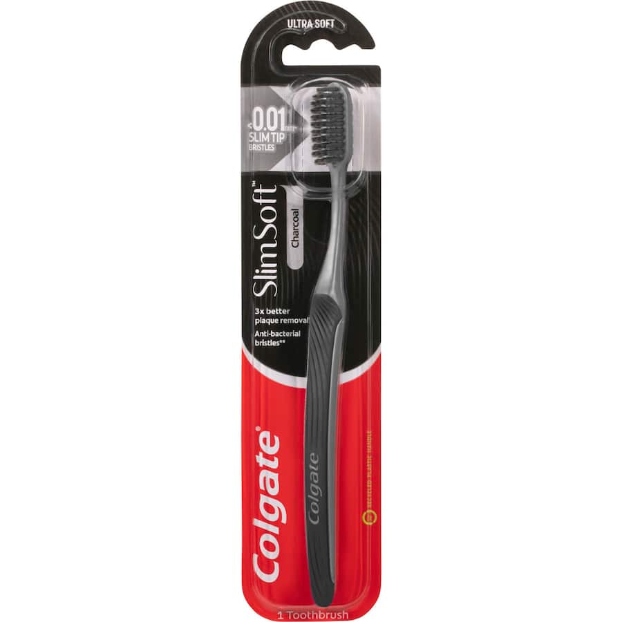 Colgate Slim Soft Toothbrush Charcoal Slim Tip Soft Bristle 1pack