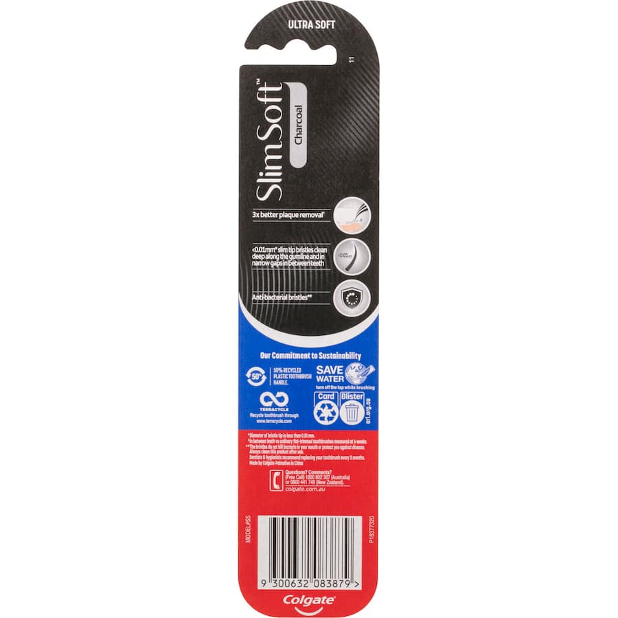 Colgate Slim Soft Toothbrush Charcoal Slim Tip Soft Bristle 1pack