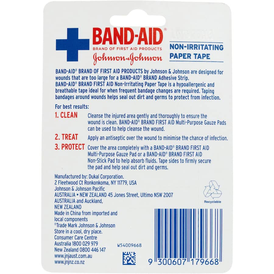 Band Aid Dressing Tape Paper 2.5cm Wide 9.1m