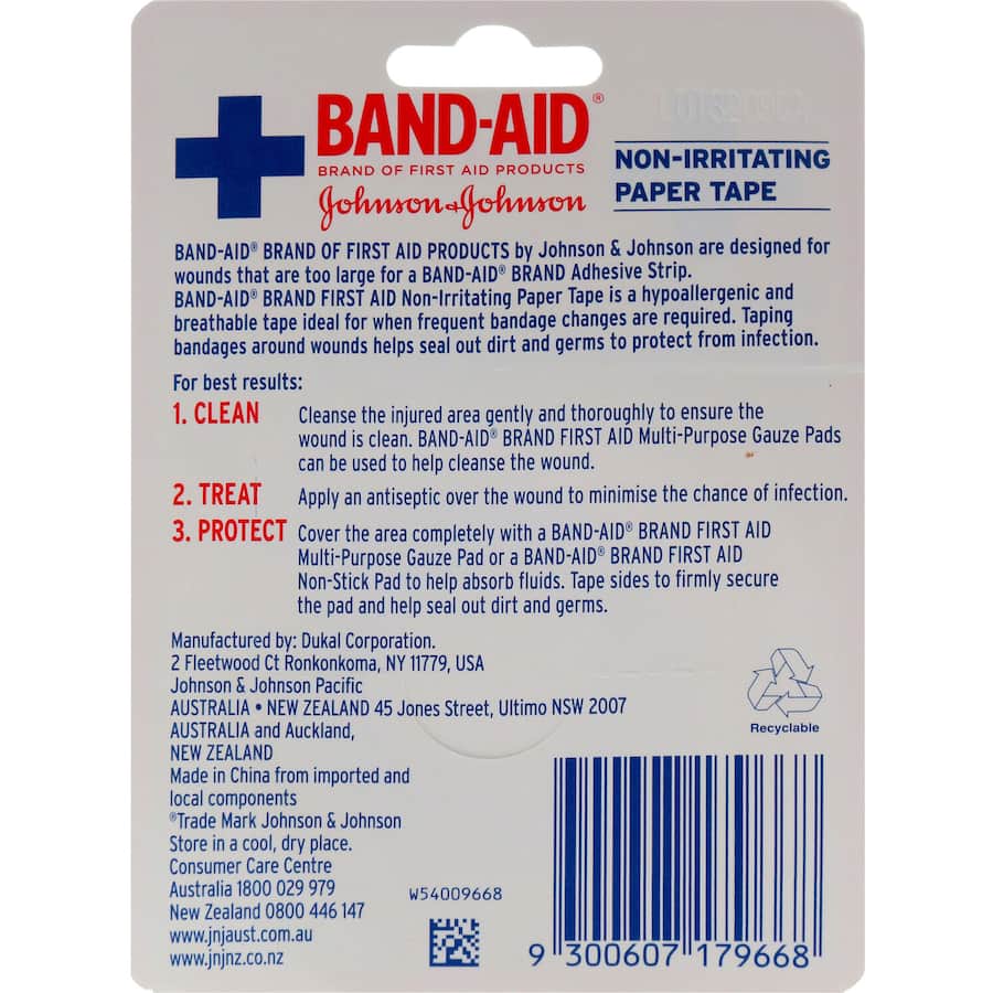 Band Aid Dressing Tape Paper 2.5cm Wide 9.1m
