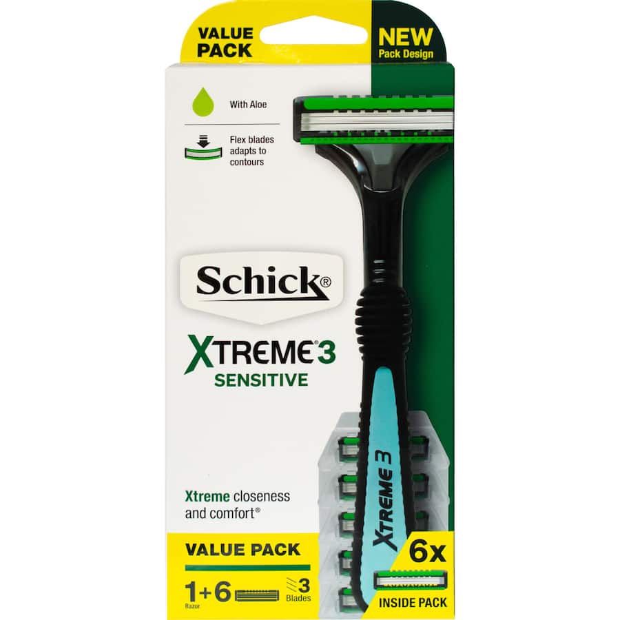 Schick Xtreme3 Razor + 6 Disposable Cartridges 1pack
