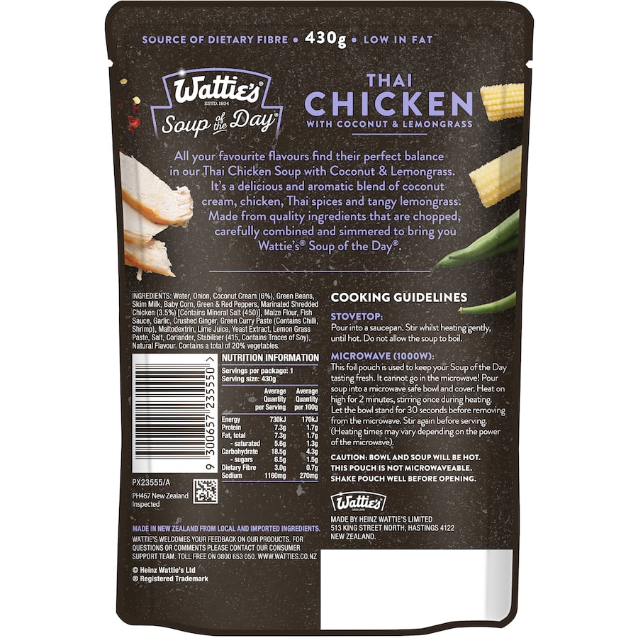 Wattie's Soup Of The Day Soup Thai Chicken Pouch 430g