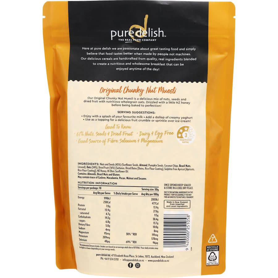 Pure Delish Muesli Original Chunky Nut 500g