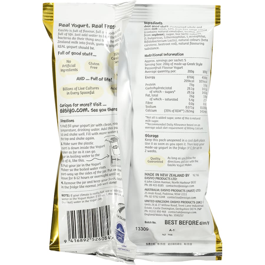 Easiyo Yoghurt Base Greek Style Passionfruit Sachet 230g