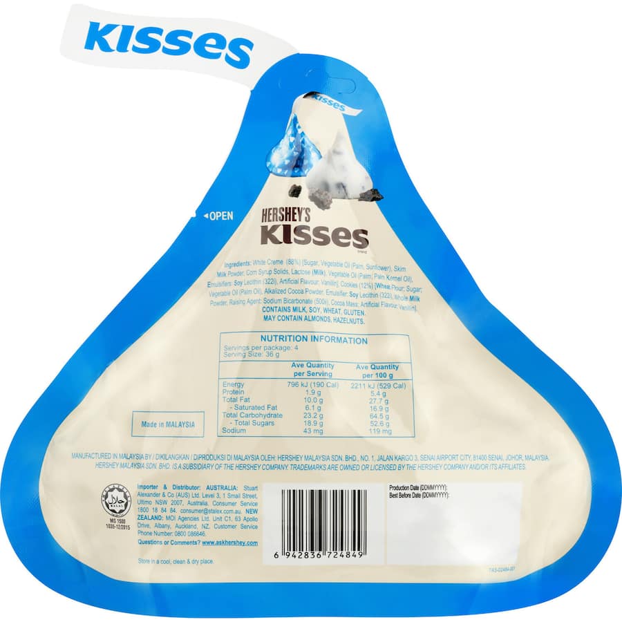 Hersheys Kisses Chocolates Cookies & Cream Pouch bag 146g
