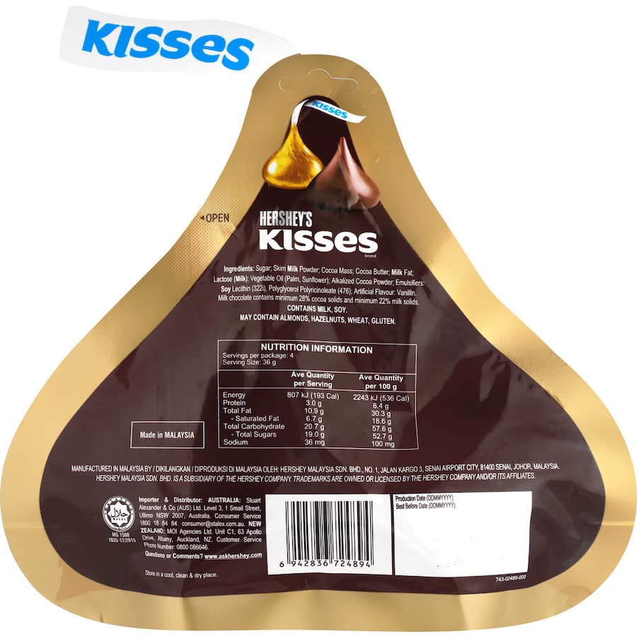 Hersheys Kisses Chocolates Creamy Milk Pouch bag 146g