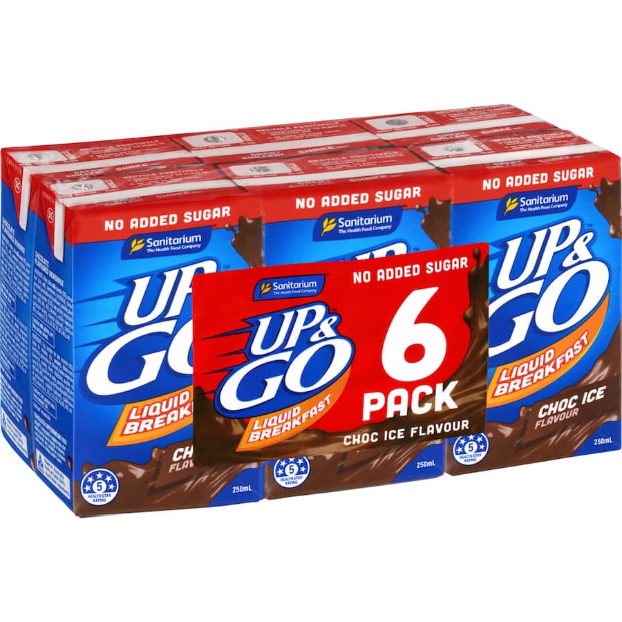 Sanitarium Up & Go Liquid Breakfast Chocolate No Added Sugar 6pk 250mL