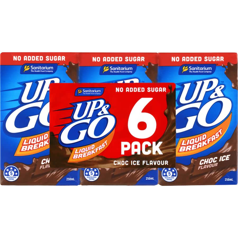Sanitarium Up & Go Liquid Breakfast Chocolate No Added Sugar 6pk 250mL