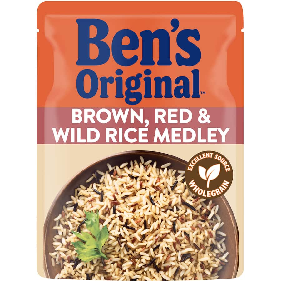 Bens Original Microwave Rice Brown, Red & Wild Rice Medley Pouch 250g