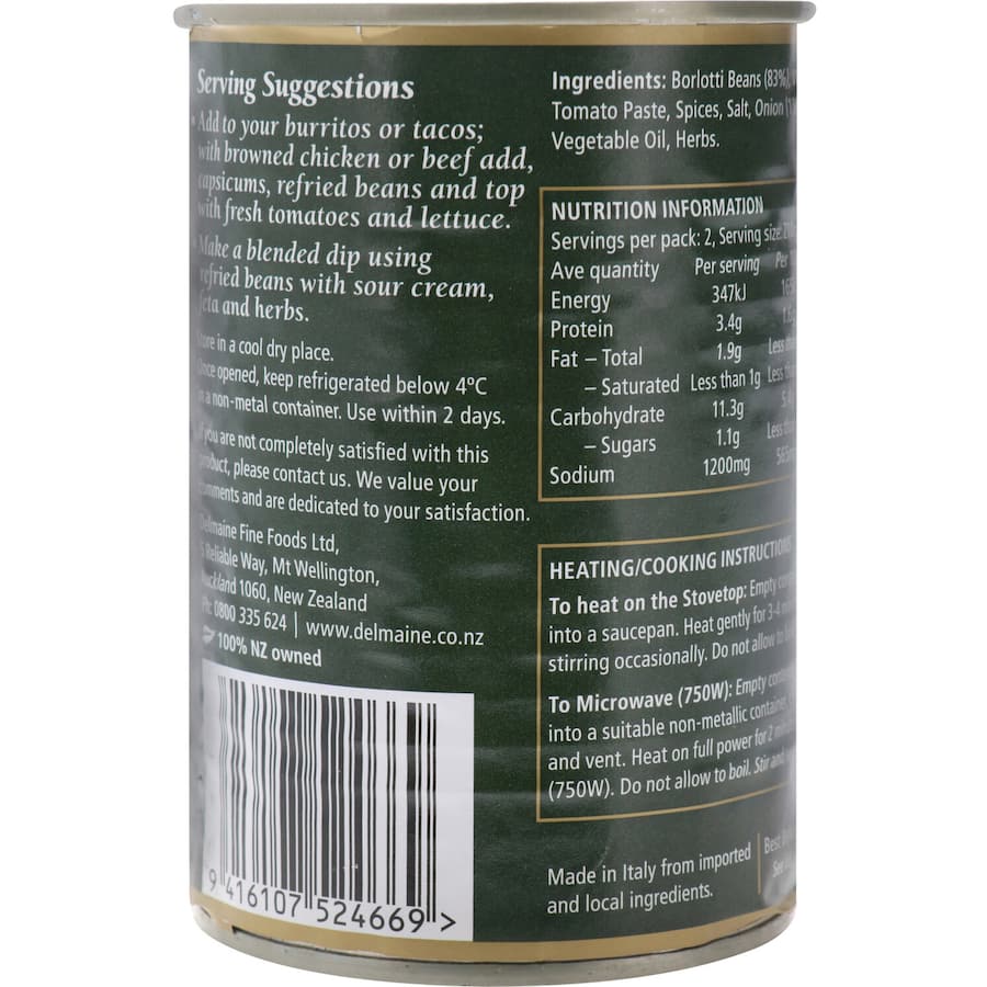 Delmaine Beans Refried Can 420g